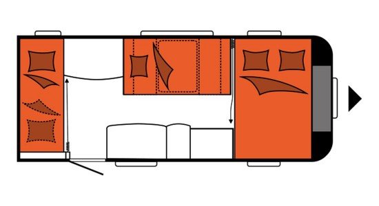 Hobby De Luxe 490 KMF plattegrond nacht 1