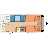 Plattegrond Hobby Excellent 460 SL overdag. afbeelding
