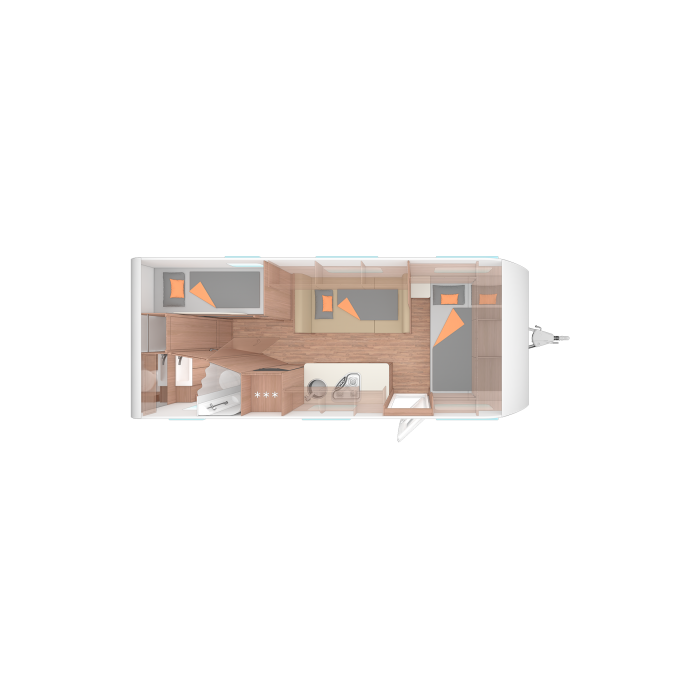 De Weinsberg CaraOne 550 QDK indeling `s nachts. afbeelding