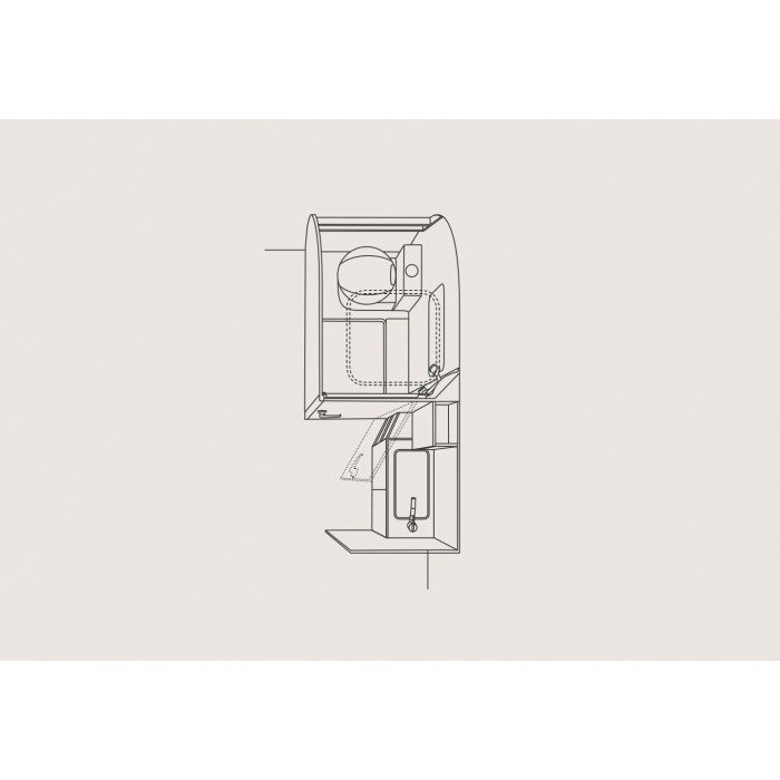 Voldoende ruimte, de wastafel apart van het toilet, genoeg ventilatie, modern design: dat kenmerkt de natte ruimte in deze CaraOne toercaravan. afbeelding