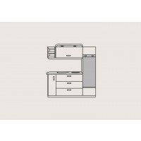 Tekening van het ruime keukenblok in de Weinsberg CaraOne 550 QDK-indeling. afbeelding