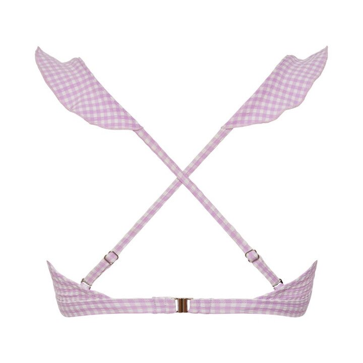 Ruffle Bikinitop Lilac Check afbeelding