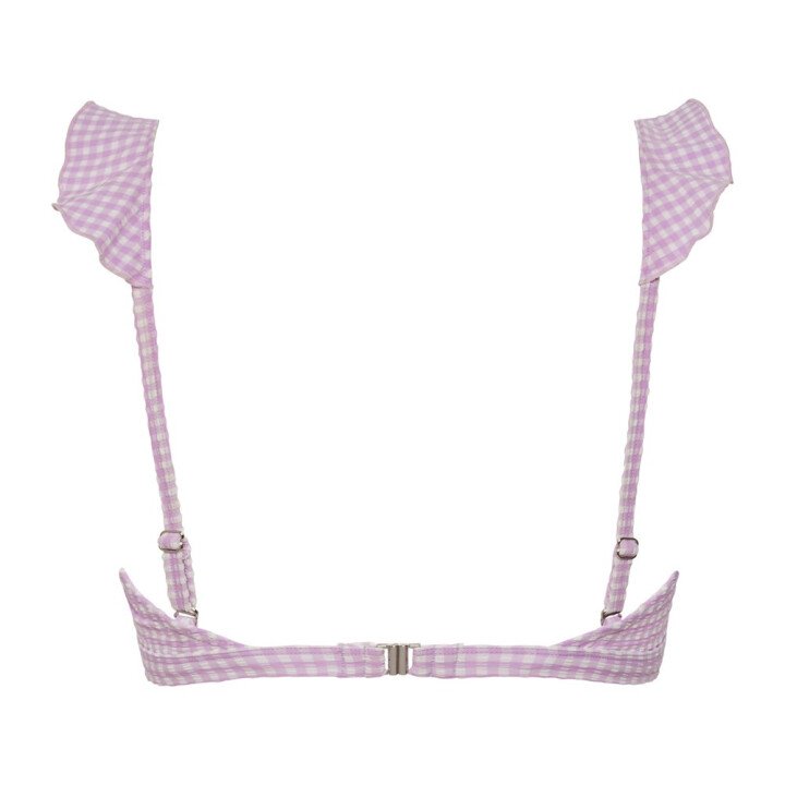 Ruffle Bikinitop Lilac Check afbeelding