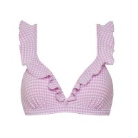Ruffle Bikinitop Lilac Check afbeelding