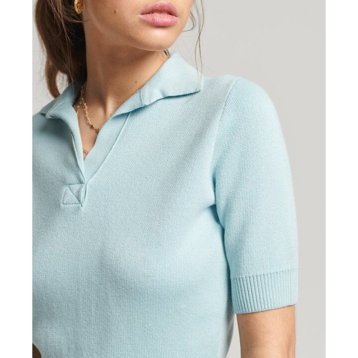 Vintage Cropped Knit Polo afbeelding