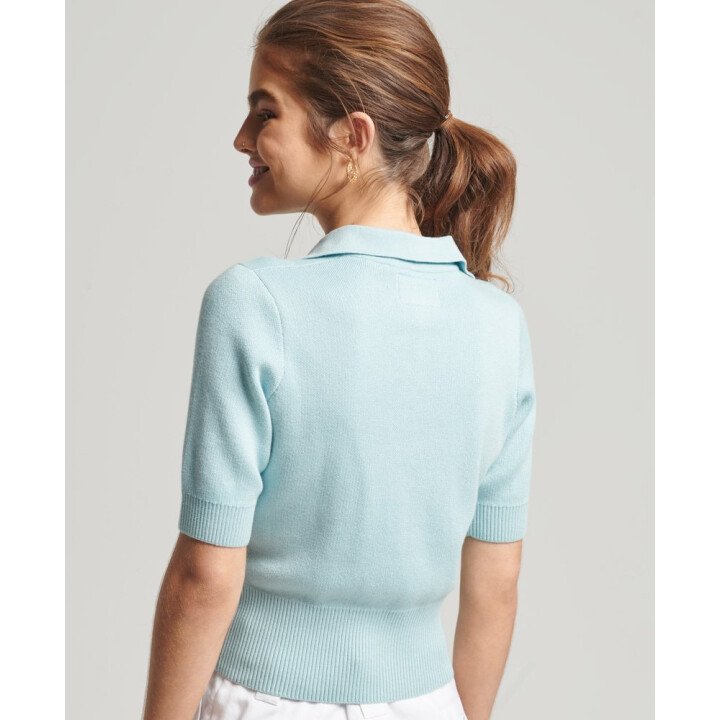 Vintage Cropped Knit Polo afbeelding