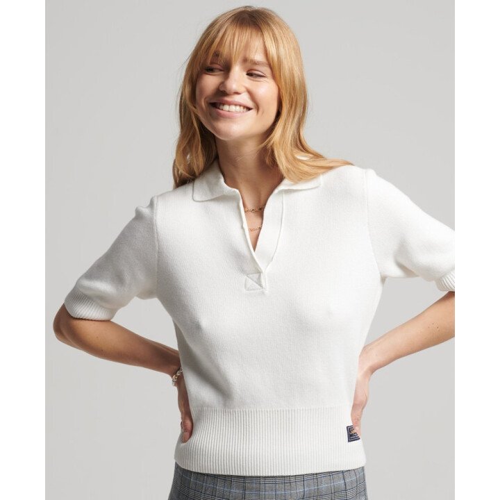 Vintage Cropped Knit Polo afbeelding