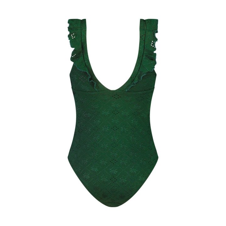 Ruffle Badpak Green Embroidery afbeelding