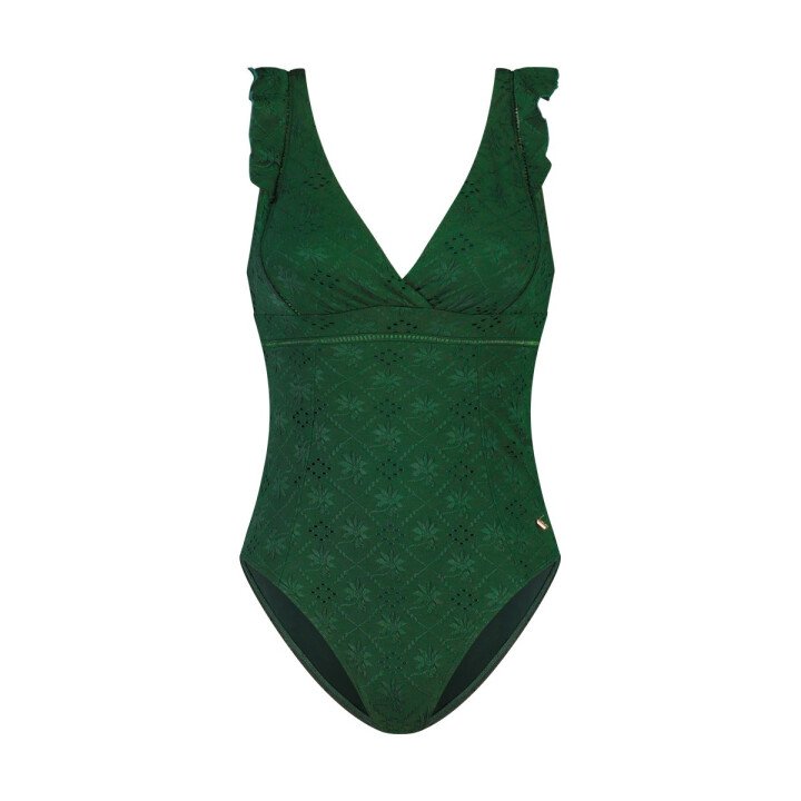Ruffle Badpak Green Embroidery afbeelding