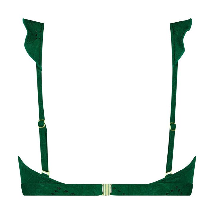 Ruffle Bikinitop Green Embroid afbeelding