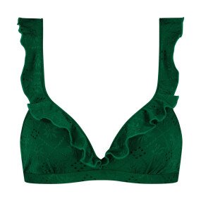 Ruffle Bikinitop Green Embroid afbeelding