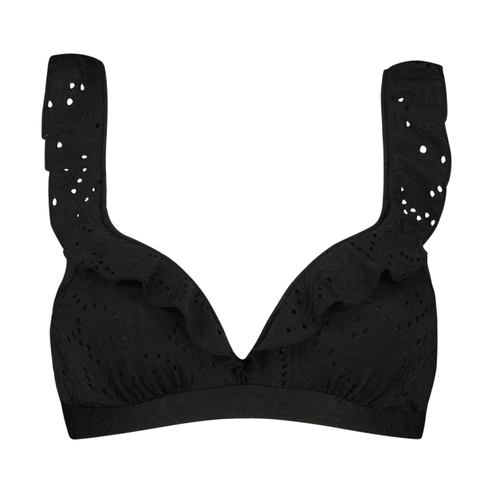 Ruffle Bikinitop Black Embroid afbeelding