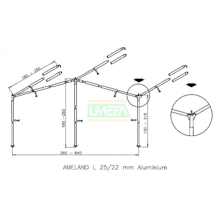 Luifelframe Ameland L 25/22mm afbeelding