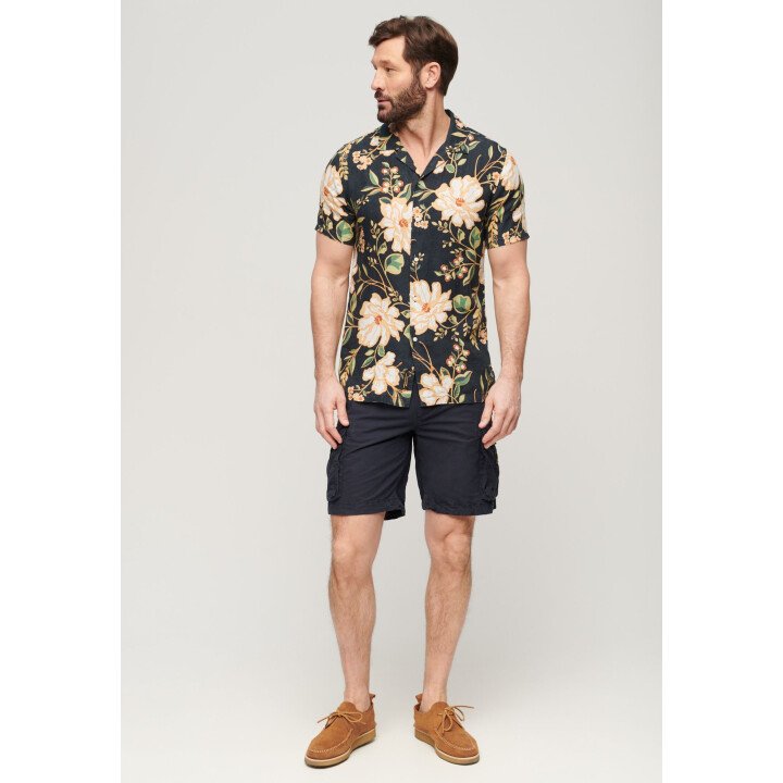 Open Collar Print Linen Shirt afbeelding
