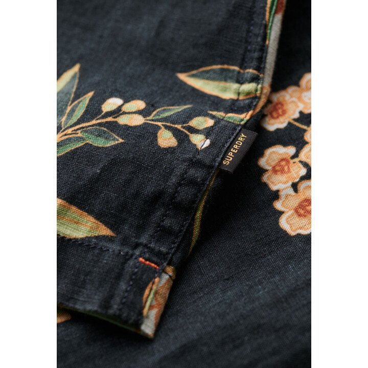 Open Collar Print Linen Shirt afbeelding