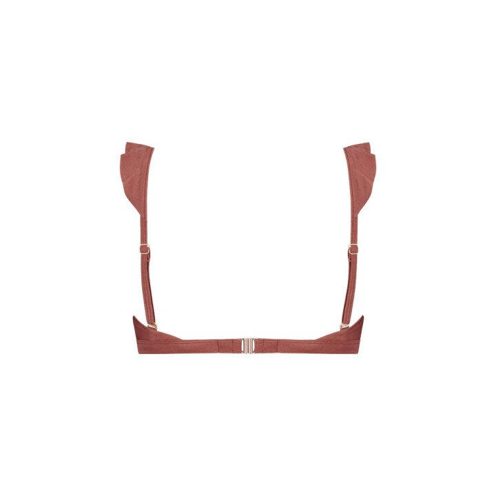 Chocolate Shine Ruffle Bikinitop afbeelding