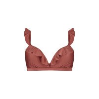Chocolate Shine Ruffle Bikinitop afbeelding
