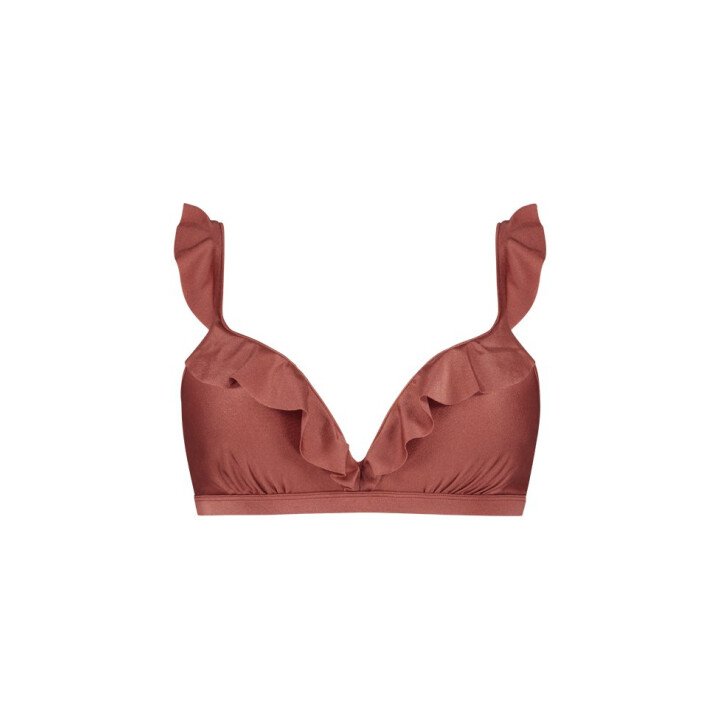 Chocolate Shine Ruffle Bikinitop afbeelding