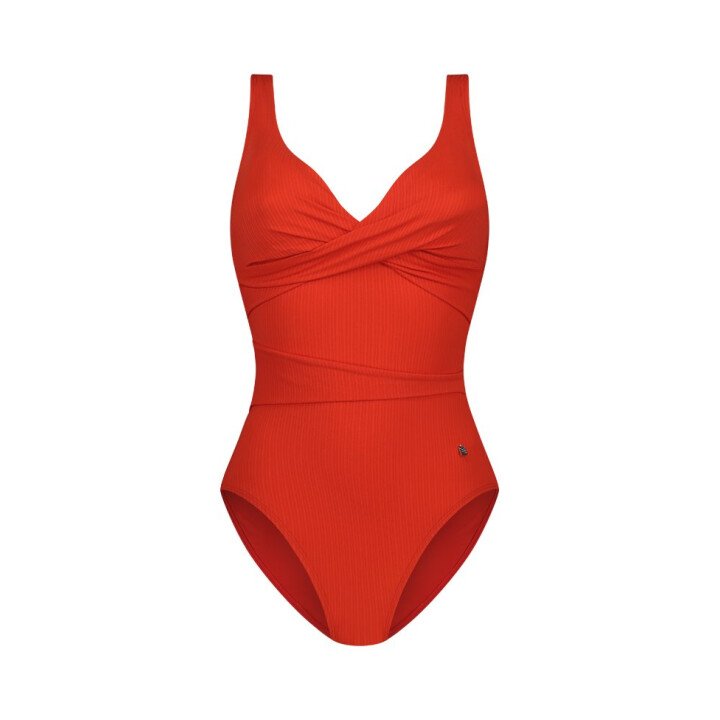 Fiery Red Overslag Badpak afbeelding