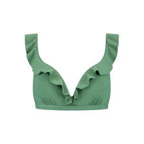 Green Shimmer Padded Ruffle Top afbeelding
