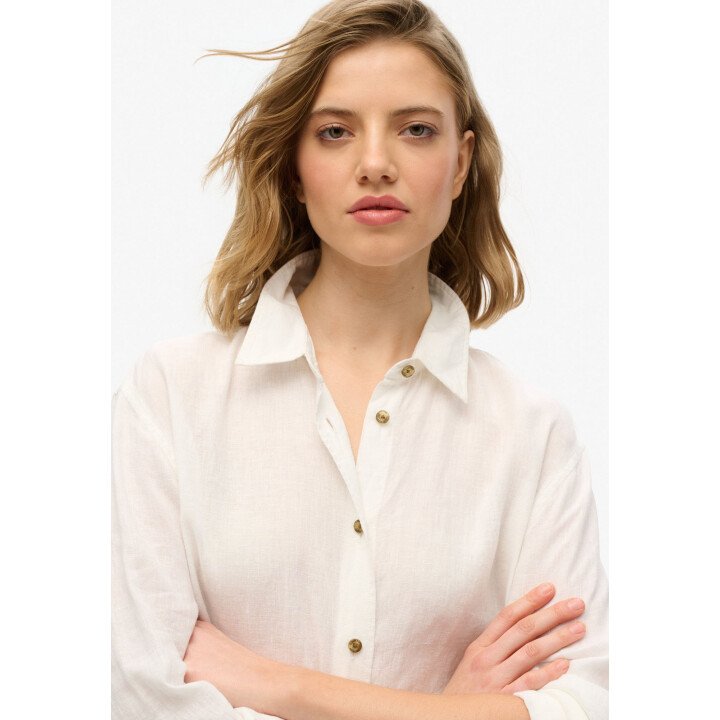 Casual Linen Boyfriend Shirt Wms afbeelding