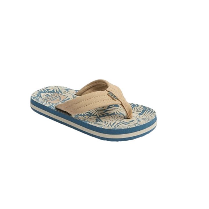 Kids Ahi Slippers Blue/Tan Palm afbeelding