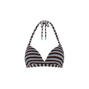 Blue Ribbed Stripe Padded Top afbeelding