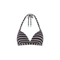 Blue Ribbed Stripe Padded Top afbeelding