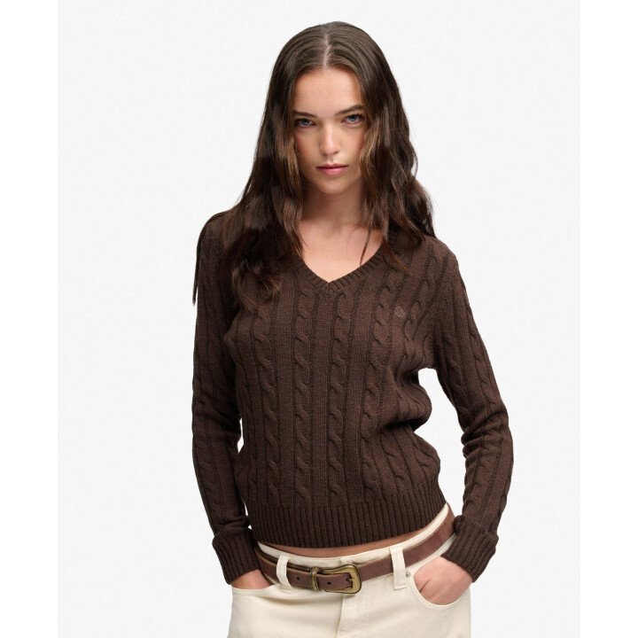 Wool Blend Cable V Neck afbeelding