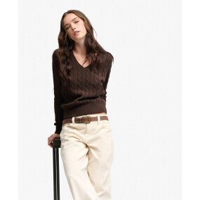 Wool Blend Cable V Neck afbeelding