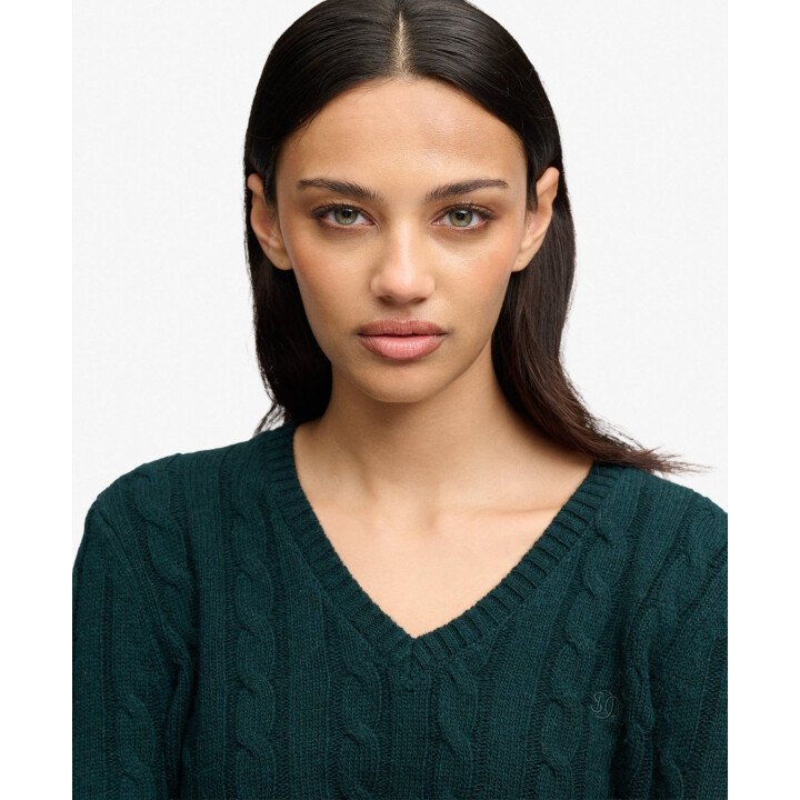Wool Blend Cable V Neck afbeelding