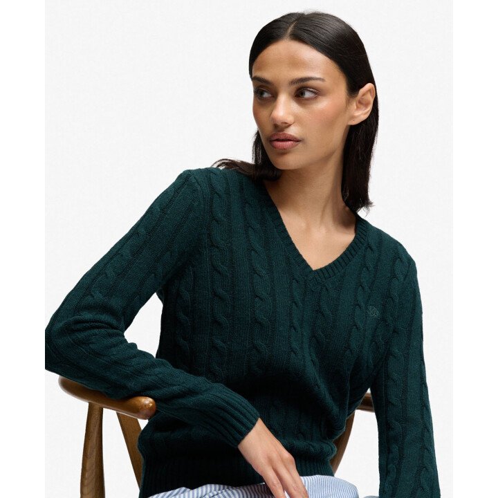 Wool Blend Cable V Neck afbeelding